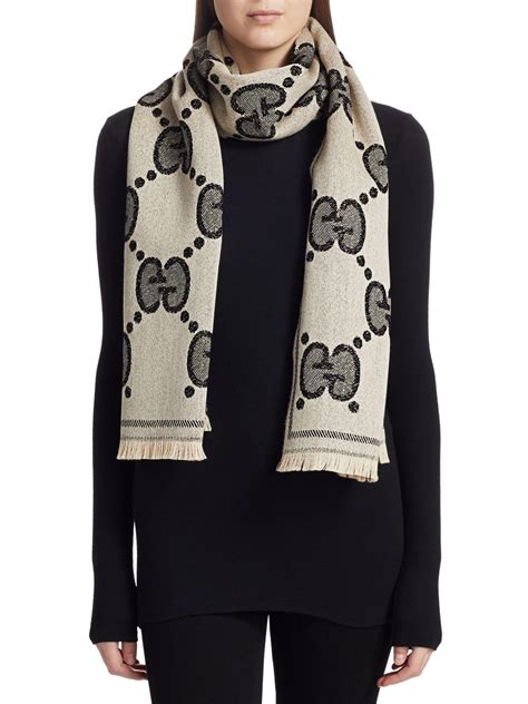 gucci jacquard scarf outfit|Gucci wool scarf sale.